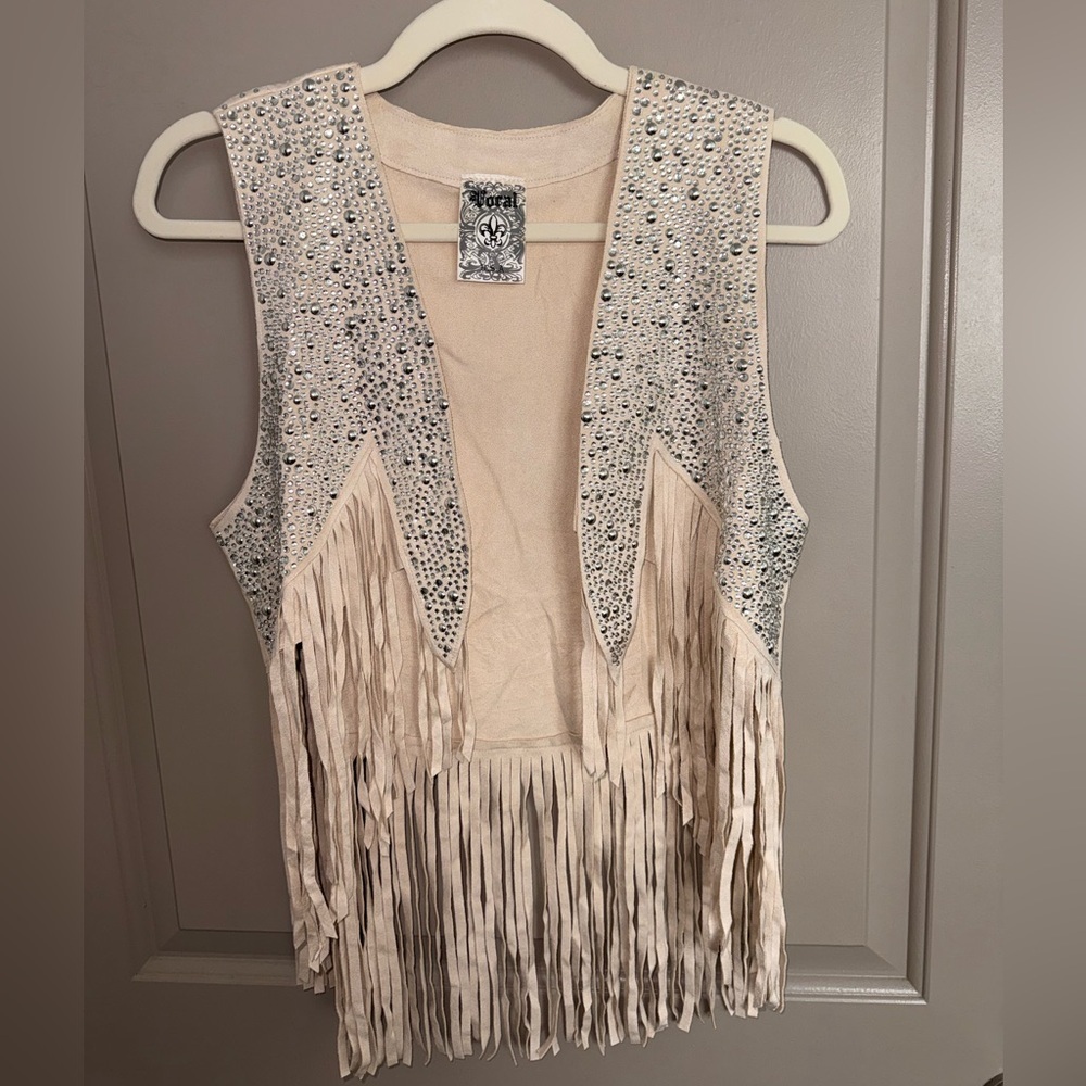 NWT Vocal Rhinestone Fringe Suede Vest Various Sizes Unleash your inner cowgirl! - Picture 2 of 9